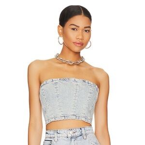 GRLFRND Ciarra Bustier Denim Top